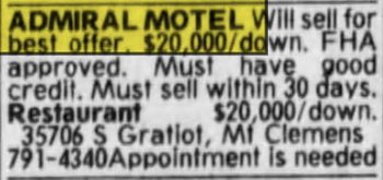 Admiral Motel - Jul 30 1986 Article (newer photo)